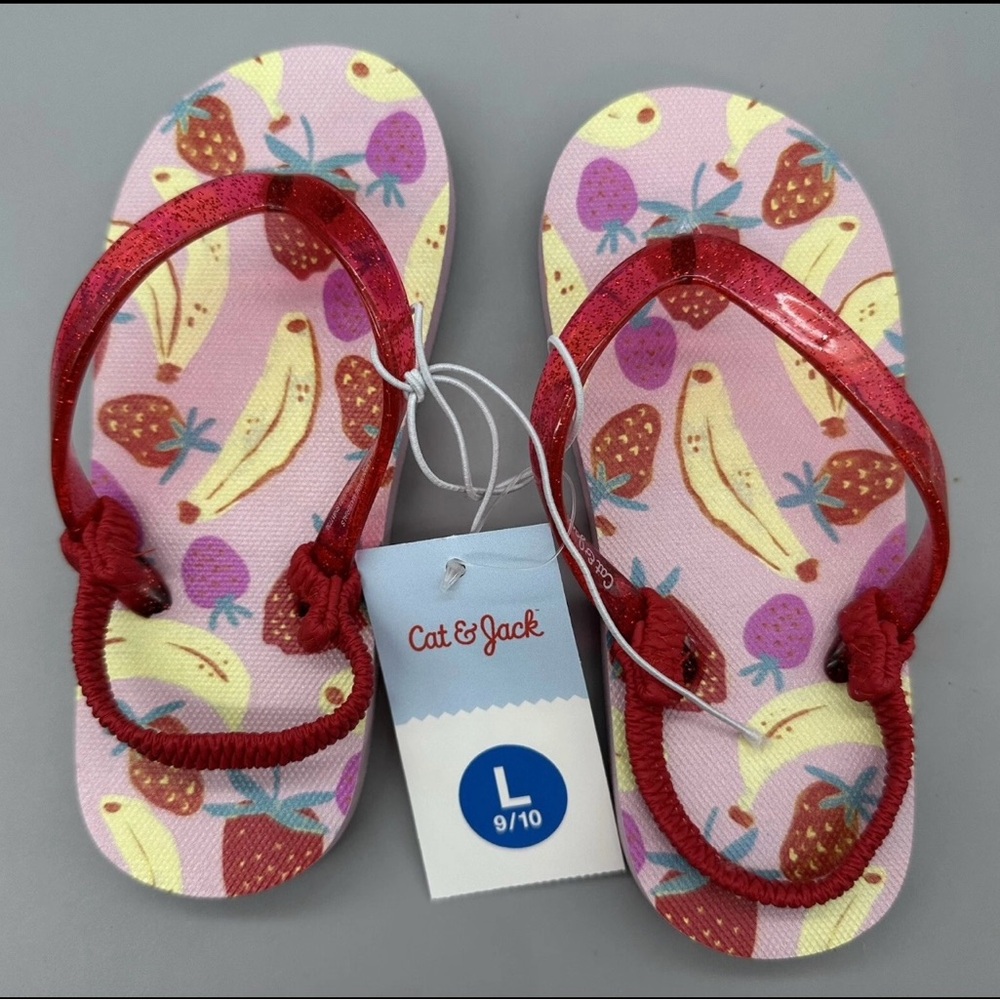 Cat & Jack Toddler Girls Red/Adrian Slip-On Flip Flop Sandals, Shoes